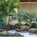 white rock hardscaping allows palm trees to stand out in apopka florida front yard