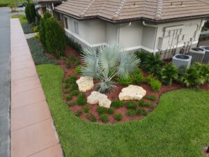 aerial view of a Florida home with landscaping design